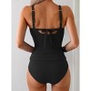 Eomenie Women's Tankini Swimsuits Ribbed Tummy Control Two Piece Bathing Suits Tie Back High Waisted Swimwear - 2 of 3