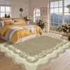 Garvee Scalloped Edge Area Rug Floral Bordered Rug Indoor Non Slip Low Pile Soft Carpet Soft Foldable Accent Rug - 2 of 4
