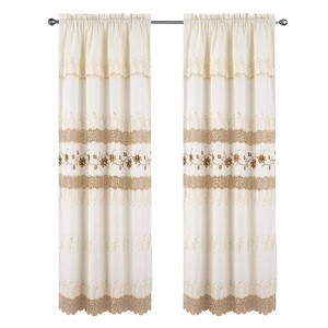 RT Designer Collection Antonia Macrame Luxurious Decorative Rod Pocket Curtain Panel 54" x 84" Beige - 1 of 4