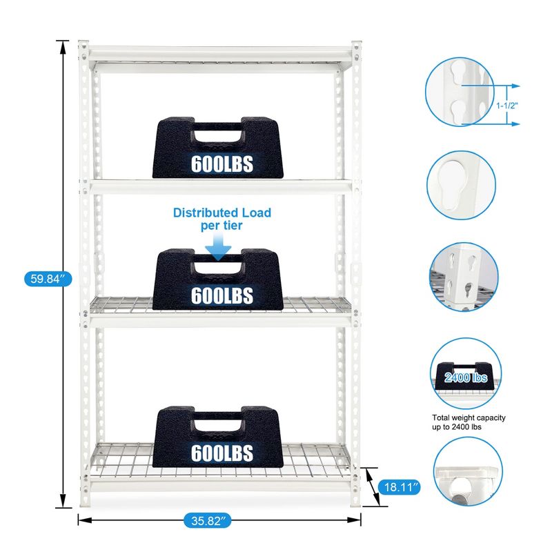 Pachira Adjustable Height 5-Shelf Steel Shelving Unit Utility Organizer Rack for Home, Office, and Warehouse, 6 of 9