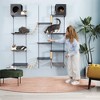 Sevobal Pet Tower, Modern Wall-Mounted Cat Shelves with Cat House, Bridge, Steps, Stable Cat Climber for Indoor, Black, 17.76"*9.92"*12.77" - 2 of 4