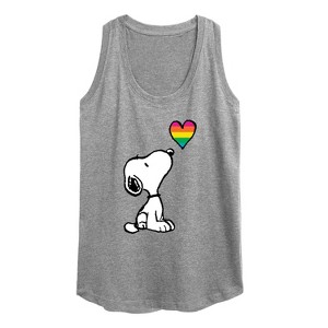 Women's - Peanuts - Snoopy Rainbow Heart Graphic Racerback Tank - 1 of 4