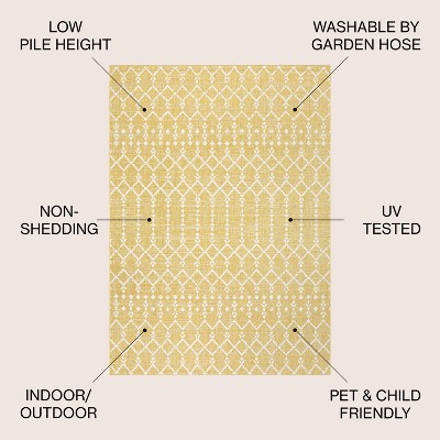 Boho-Chic Moroccan Geometric Black and Gray 5' x 7' Outdoor Area Rug