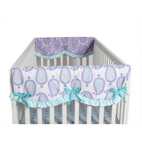 Bacati Isabella Paisley Aqua Lilac Purple set of 2 Crib Rail Guard Covers