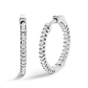 Haus of Brilliance Silver 1/2 Cttw Princess Diamond Inside Out Hoop Earrings - 1 of 4