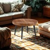 VYNXARIA Natural wood grain round coffee table,23.6" diameter.Features exquisite suction molding, natural wood texture,and black sprayed metal legs. - 2 of 4