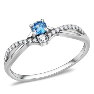 Slickblue Women's Round Sea Blue CZ Ring, Stainless Steel, Polished No Plating, Pave Style Jewelry, Size 5-10 - 1 of 4
