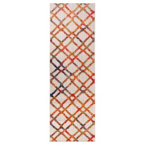 Modern Diamond Lattice Indoor Outdoor Runner or Area Rug by Blue Nile Mills - 1 of 4