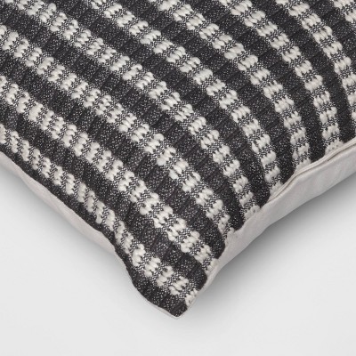 18&#34;x18&#34; Stitched Stripe Square Outdoor Throw Pillow Assorted Grays - Threshold&#8482;_0