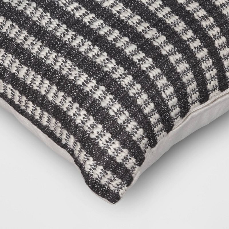 18&#34;x18&#34; Stitched Stripe Square Outdoor Throw Pillow Assorted Grays - Threshold&#8482;, 5 of 6
