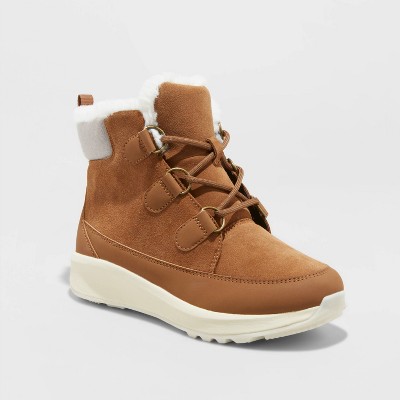 cognac winter boots
