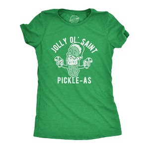 Womens Jolly Ol Saint Pickle-As T Shirt Funny Christmas Santa Pickle Graphic Tee - Crazy Dog Women's T Shirt - 1 of 4
