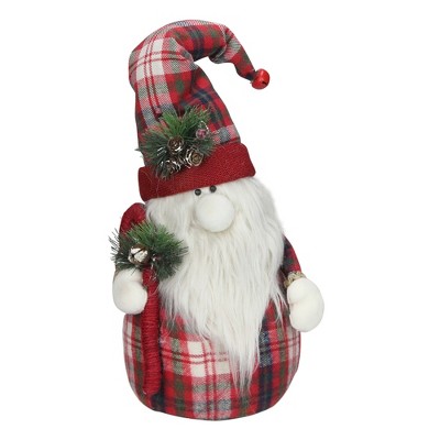 Northlight 19" Red Plaid Santa Gnome with Candy Cane Christmas Figure