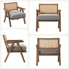 Mid-Century Farmhouse Accent Chair - Wood Armchair with Rattan Backrest & Linen Cushion for Living Room, Bedroom - Easy Assembly - 3 of 4