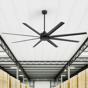 Airsurfer 84-in Matte Black Ceiling Fan, 8 ABS Blades, Lightless, Indoor/Outdoor Use, Remote Included, 6", 12", 24" Downrods - 1 of 4