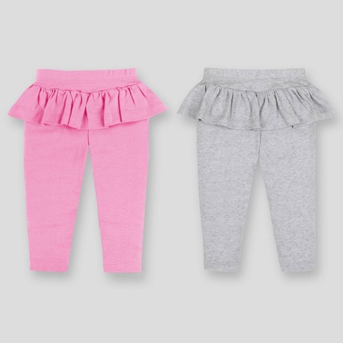 2 Pack LAMAZE Baby Girls' Super Combed Natural Cotton Pull on Jogger Pants