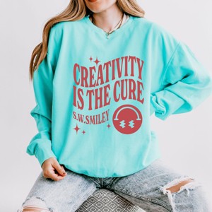 S.W.Smiley Creativity Is The Cure - Women's Lightweight Garment Dyed Sweatshirt - 1 of 3