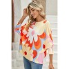 Yellow Colorful Floral Print Ribbed Dolman Blouse - 3 of 4