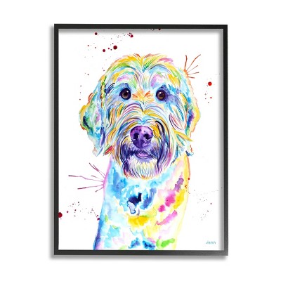 Stupell Industries Vivid Goldendoodle Dog Pet Framed Giclee Art