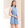 Allegra K Women's Sleeveless Point Collar Drawstring Waist Button Down Shirtdress - 4 of 4
