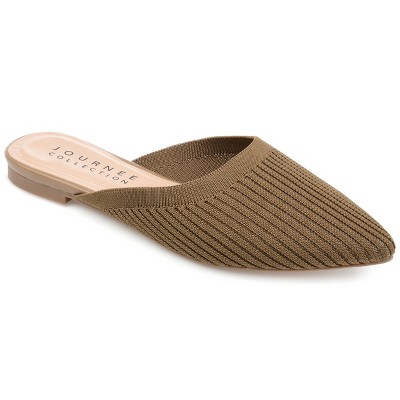 Journee Collection Womens Medium and Wide Width Aniee Slip On Almond Toe Mule Flats