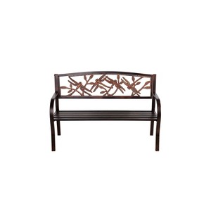 Evergreen Dragonfly Metal Garden Bench, Bronze - 1 of 4