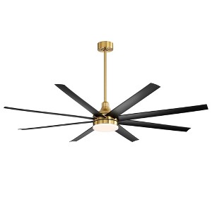 Airsurfer 72" Black Windmill Ceiling Fan with Color-Changing LED Light & Remote, 8 ABS Blades for Large Rooms, DC Motor, 7''&12'' Downdods - 1 of 4