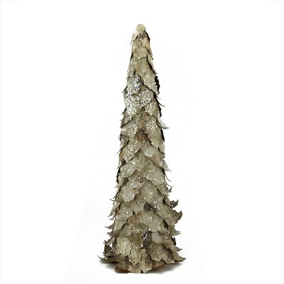 Northlight 2' Unlit Artificial Christmas Tree Country Cabin Sequined and Glittered Birch Leaf Cone Shape