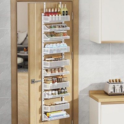 Over Door Spice Rack 10-Tier，Carbon Steel Over/Behind Kitchen Pantry Organizers and Storage, Door Hanging Storage Room for Bathroom Kitchen