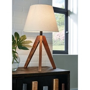 Signature Design by Ashley Laifland Table Lamps: Tripod Base, Linen Shade, 3-Way Switch - 1 of 4