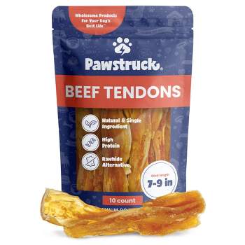 Pawstruck Natural 7-9” Beef Tendon Chews for Dogs & Puppies - Healthy Single Ingredient Rawhide Free Treat - No Artificial Preservatives
