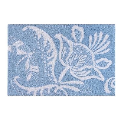 2'x3' Rectangle Hooked Floral Accent Rug Blue - C&F Home