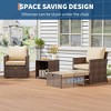 5 Piece Patio Conversation Set, Balcony Furniture, PE Wicker Rattan Outdoor Lounge Chairs with 2 Ottoman, Coffee Table & Soft Cushions  for Porch - 3 of 4