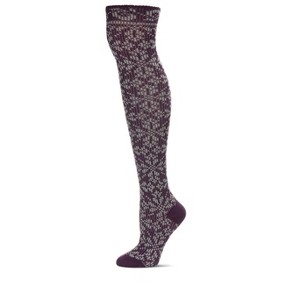 Memoi Women's Brussels Lace Fair Isle Over The Knee Socks - 1 of 3