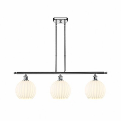 White Venetian - 3 Light Stem Hung Island In Modern Style-11 Inches Tall and 36 Inches Wide