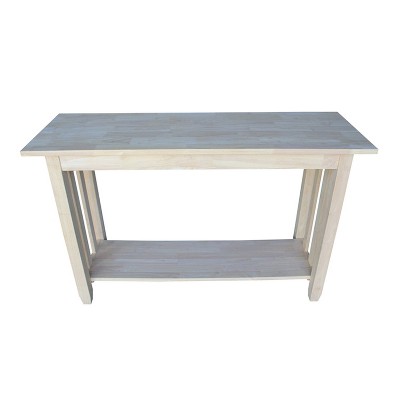Mission Unfinished Wood Rectangular Console Table with Storage