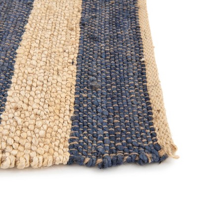 Hand-Braided Jute and Cotton Navy Ivory 4x6 Area Rug
