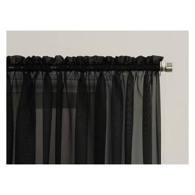 Black Sheer Polyester Rod Pocket Window Panel