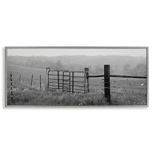 Stupell Industries Countryside Farmland Front Gate Framed Giclee Art, Gray, 30" x 13" - 1 of 4