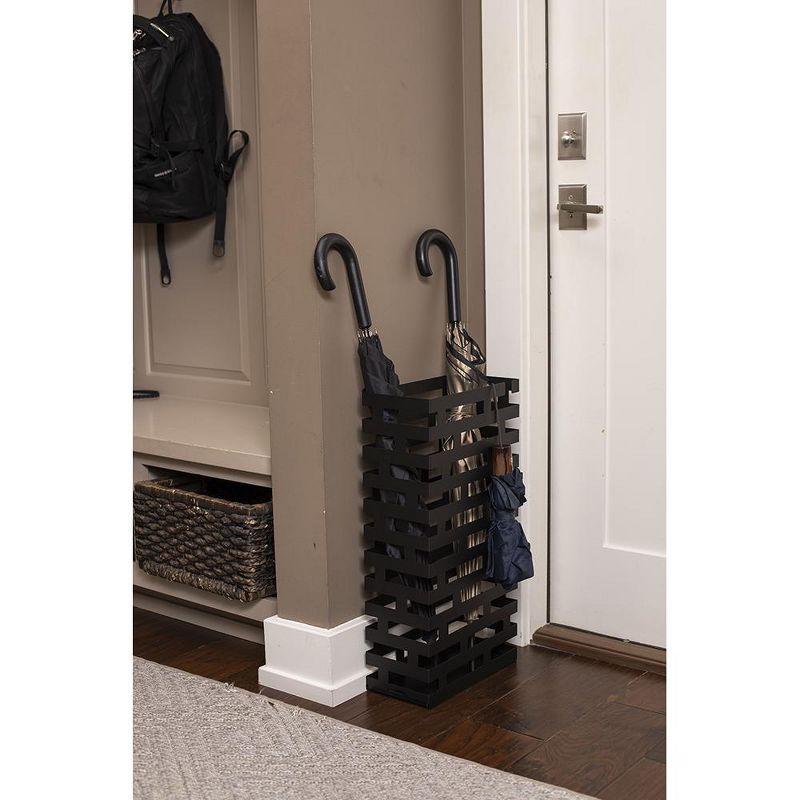 BirdRock Home Umbrella Holder Stand with Removable Water Tray - Line Design - Black, 3 of 8