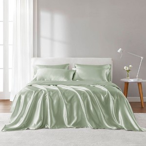 Sapphtopaz 4 PCS/6 PCS/7 PCS Comforter Set,Bed Set with 1 Flat Sheet,1/2 Fitted Sheet,2/4 Pillowcase,Luxury Satin Sheet Set Machine Washable - 1 of 4