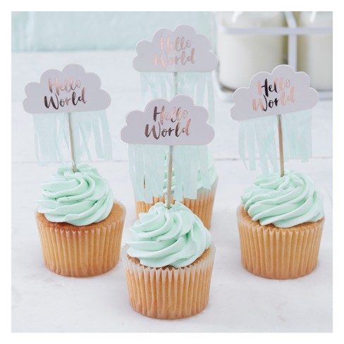 10ct Ginger Ray Rose Gold And Cloud Baby Shower Cupcake Toppers