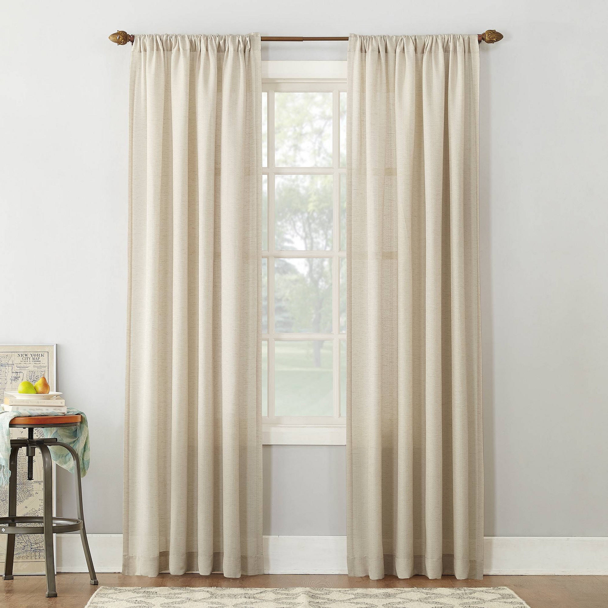 54"x63" No. 918 Light Filtering Semi-Sheer Amalfi Rod Pocket Curtain Panel Ivory: Linen Sheer Curtain Panels, Modern Decor