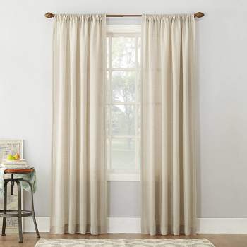 Linen Blend Textured Sheer Rod Pocket Curtain Panel - No. 918