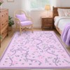 Floral Rugs for Living Room Bedroom Washable Bow Pattern Area Rug Non Slip Low Pile Indoor Home Decor Carpet - 2 of 4