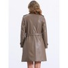 Allegra K Women's Lapel Slim Fit Long Sleeve Zip Faux Leather Jacket Coat - 3 of 4
