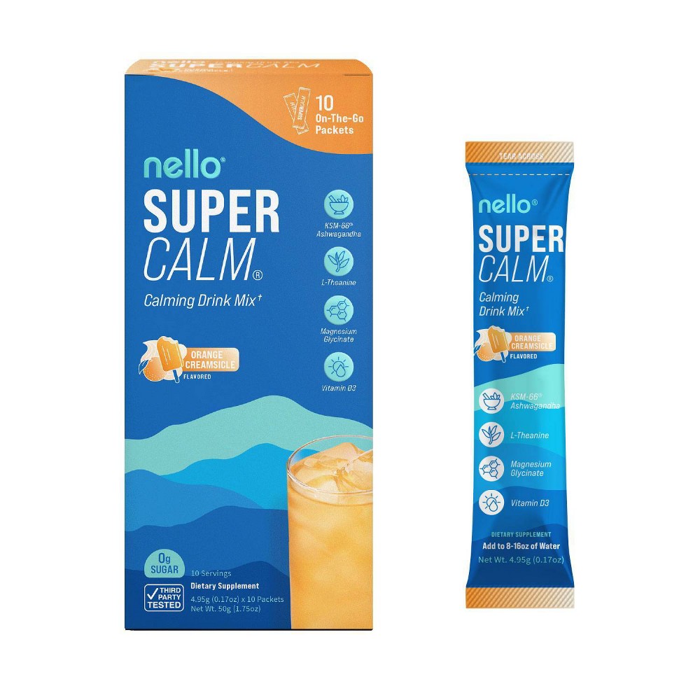 Nello Supercalm Calming Drink Mix Supplement Powder - Orange Creamsicle - 10ct