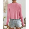 BLUEMING Summer Cardigan Sweaters for Women Cropped Lightweight Front Tie Cardigan with Eyelet Knit Rib Texture Caridigan - 2 of 4