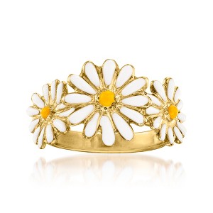 Ross-Simons Italian Enamel Daisy Ring in 18kt Gold Over Sterling - 1 of 4