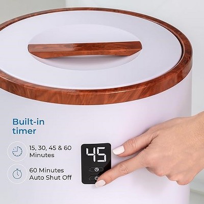 White and Brown Electric Towel Warmer with Timer and LED Display